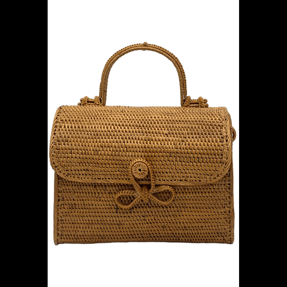 POPPY + SAGE Rattan Top Handle Handbag Alice Natural